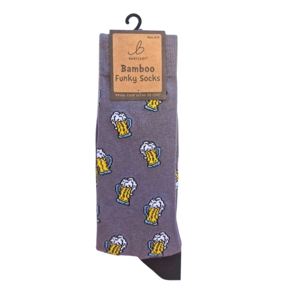 Bartleby Men's Beer Party Funky Bamboo Socks - Size 7-11