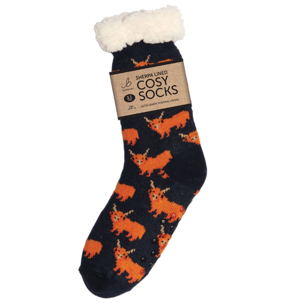 Bartleby Mens Highland Cow Sherpa Socks