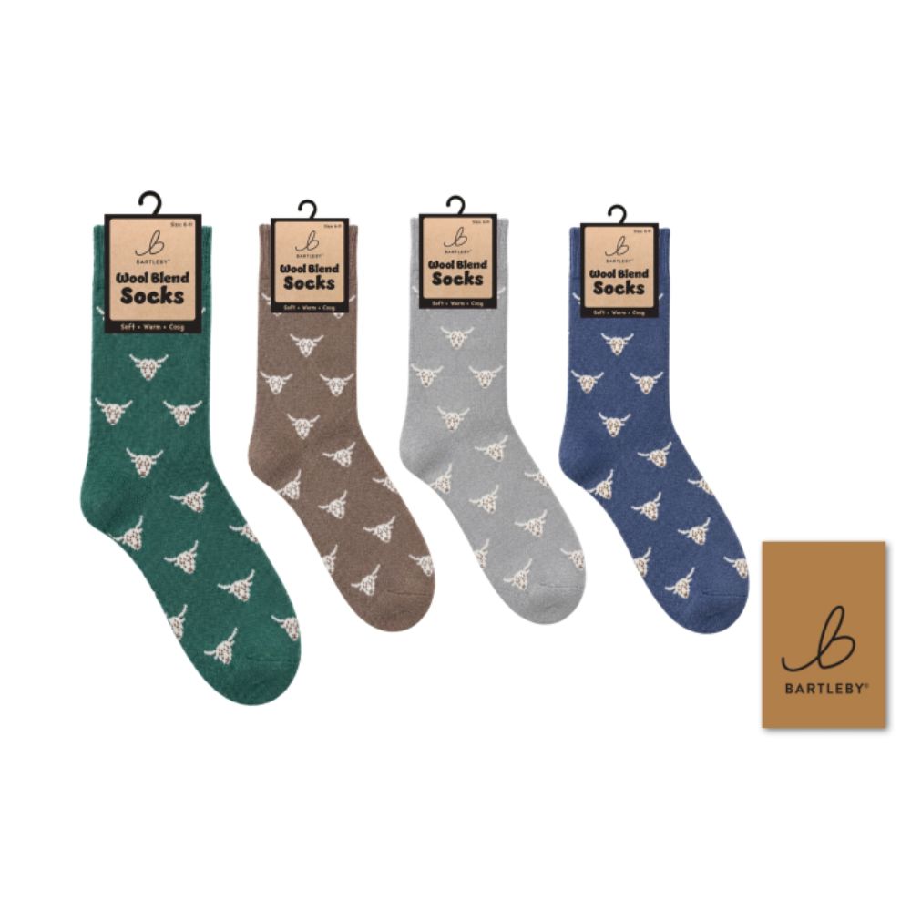 Bartleby Mens Wool Blend Socks - Highland Cow (Choice of 4)