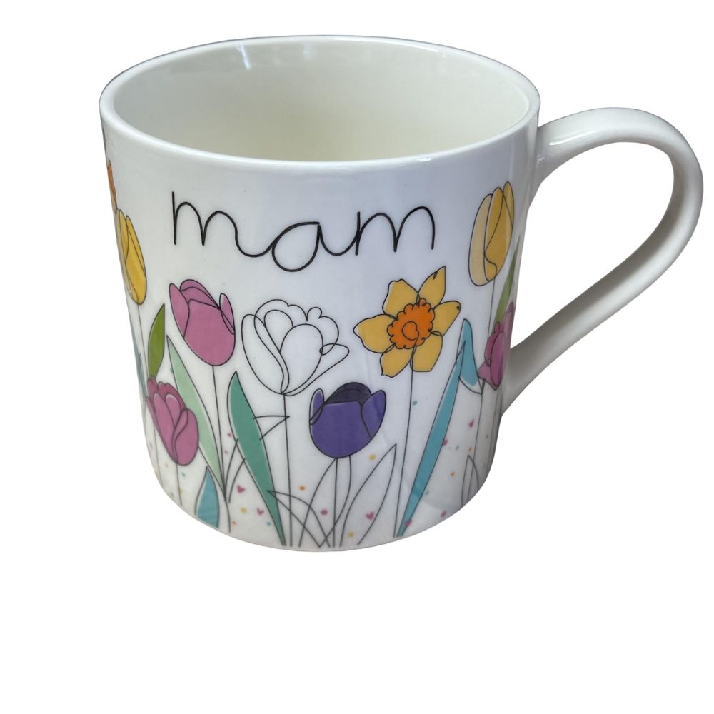 Belly Button 'Mam' Daffodil & Tulip Fine Bone China Mug