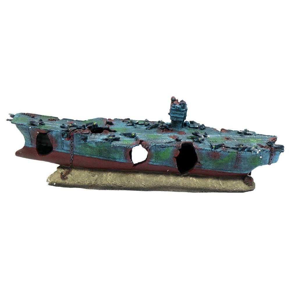Betta 67cm Aircraft Carrier Ruin Aquarium Ornament - Old Railway Line Garden Centre