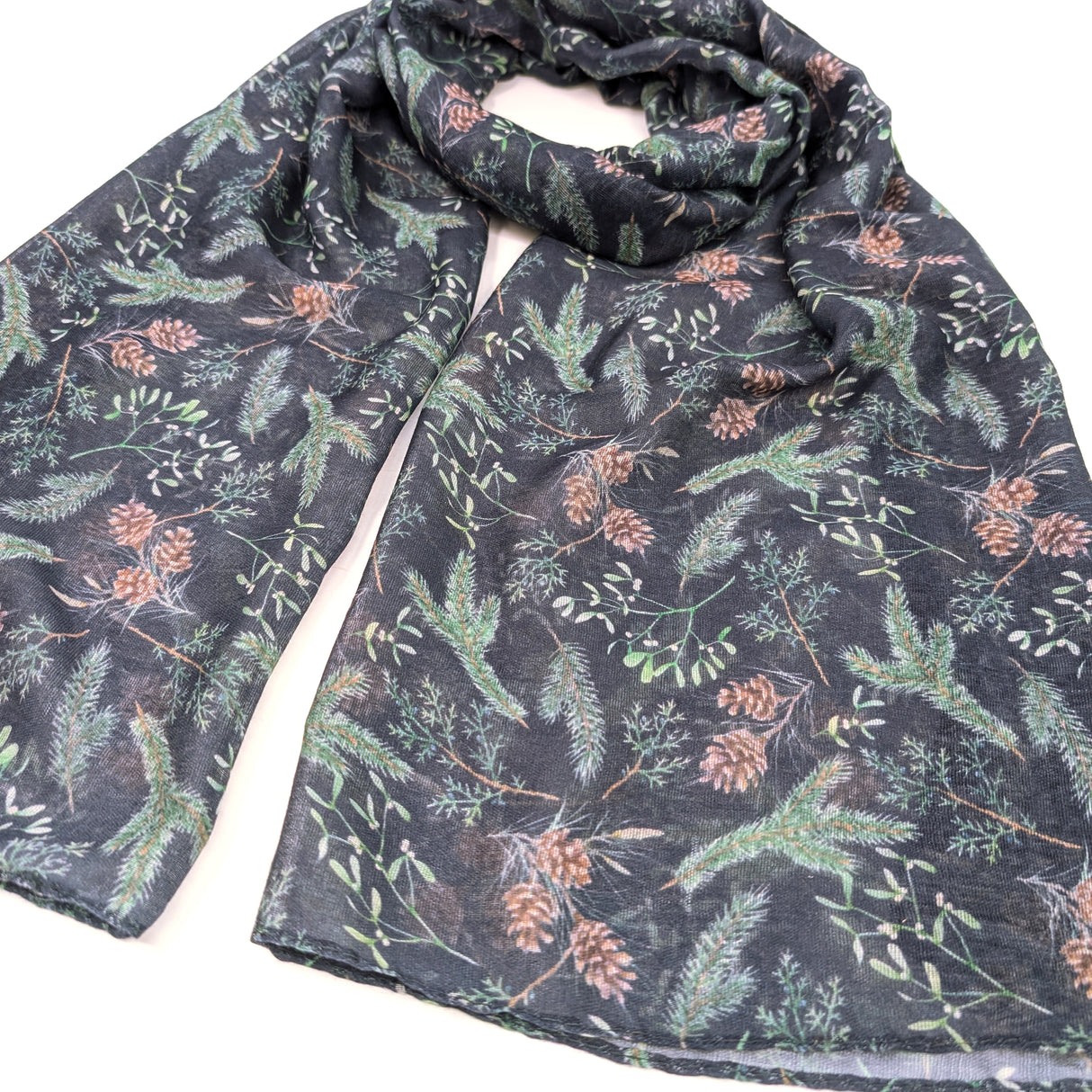 Black Ginger 180cm Fir Cone Scarf - Navy