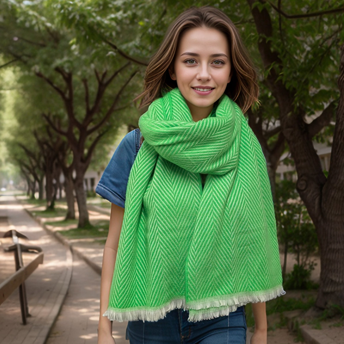 Black Ginger 180cm Neon Shawls - Lime