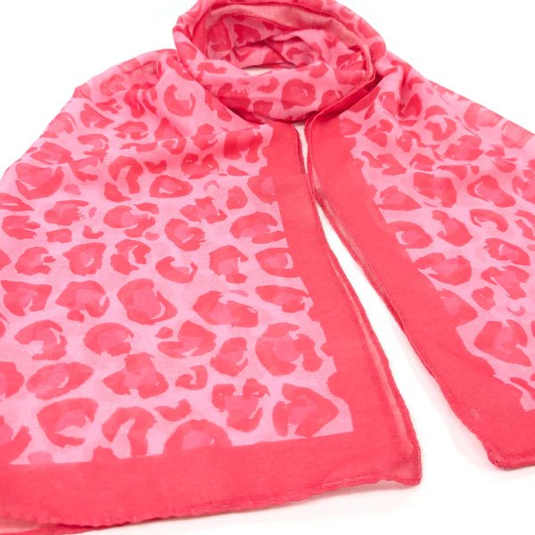Black Ginger 180cm Pink Leopard Print Scarf - Old Railway Line Garden Centre