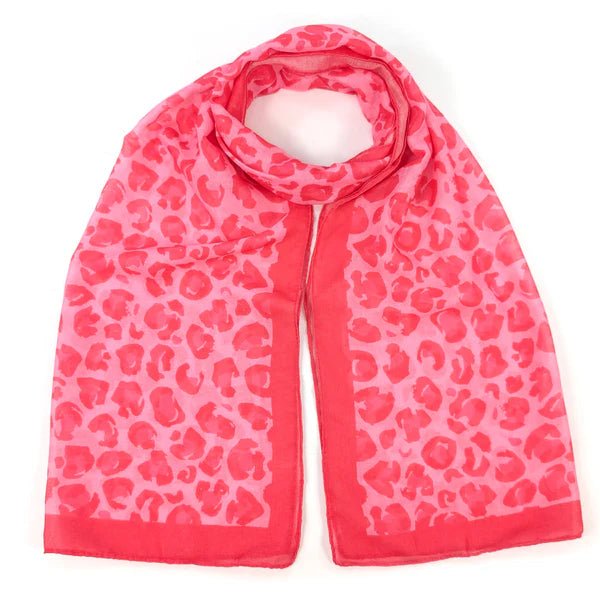 Black Ginger 180cm Pink Leopard Print Scarf - Old Railway Line Garden Centre