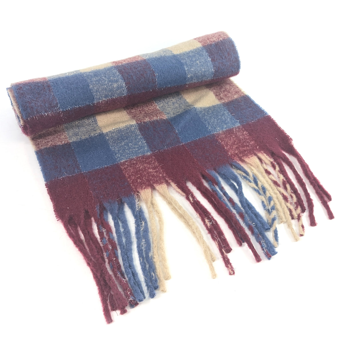 Black Ginger Agung Super Thick Box Scarf - Maroon/Navy