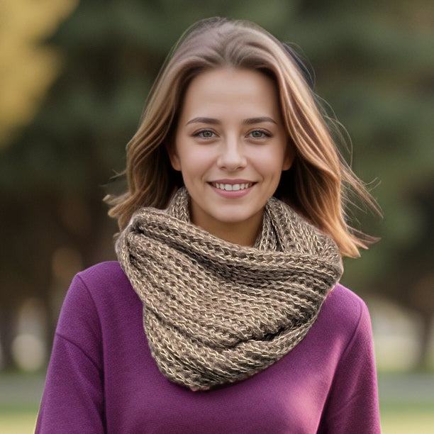 Black Ginger Catur Glitter Double Knitted Snood - Mink