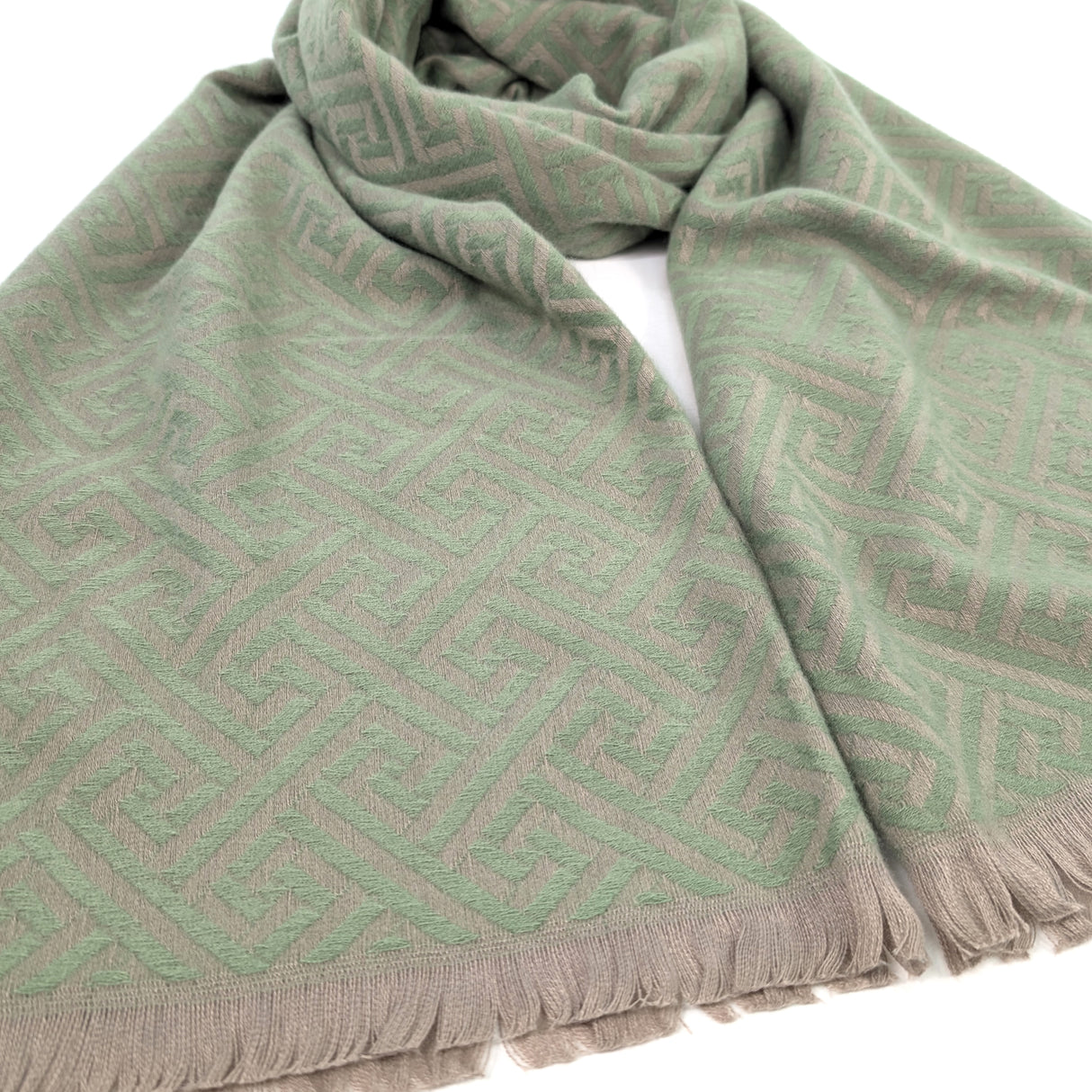 Black Ginger Cekik Maze Pattern Pashmina Scarf - Green