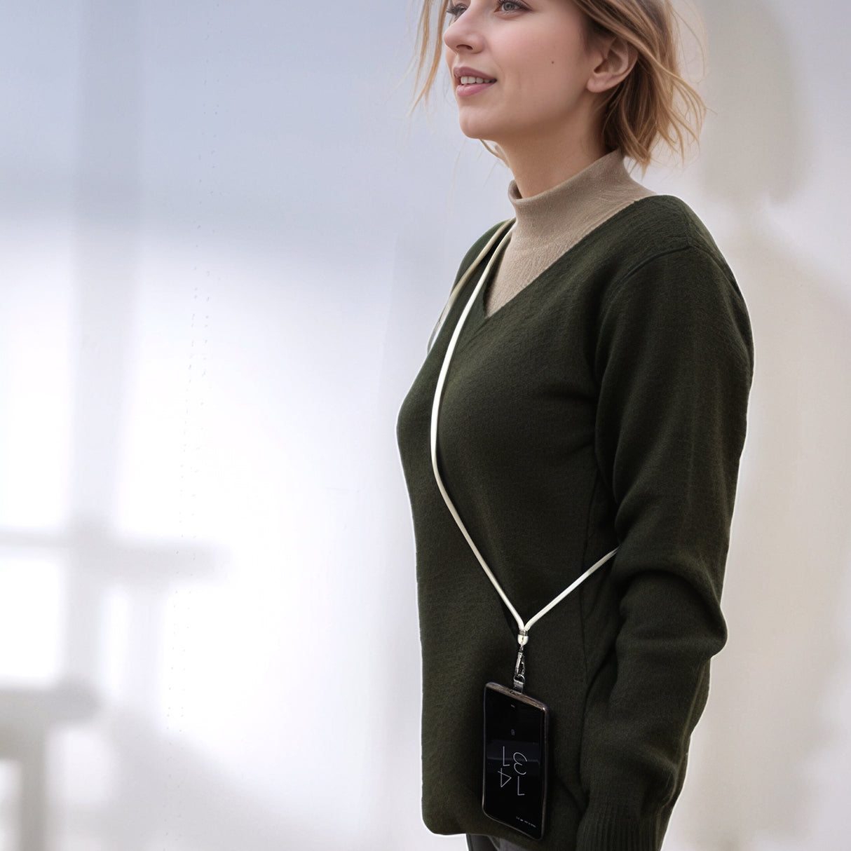 Black Ginger Crossbody Adjustable Phone Strap - Cream