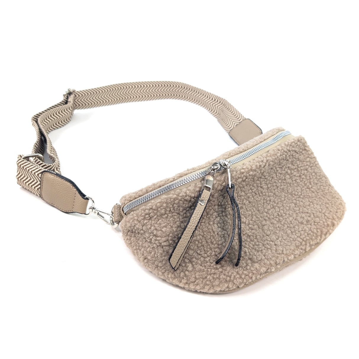 Black Ginger Crossbody Teddy Bear Sling Bag - Mink