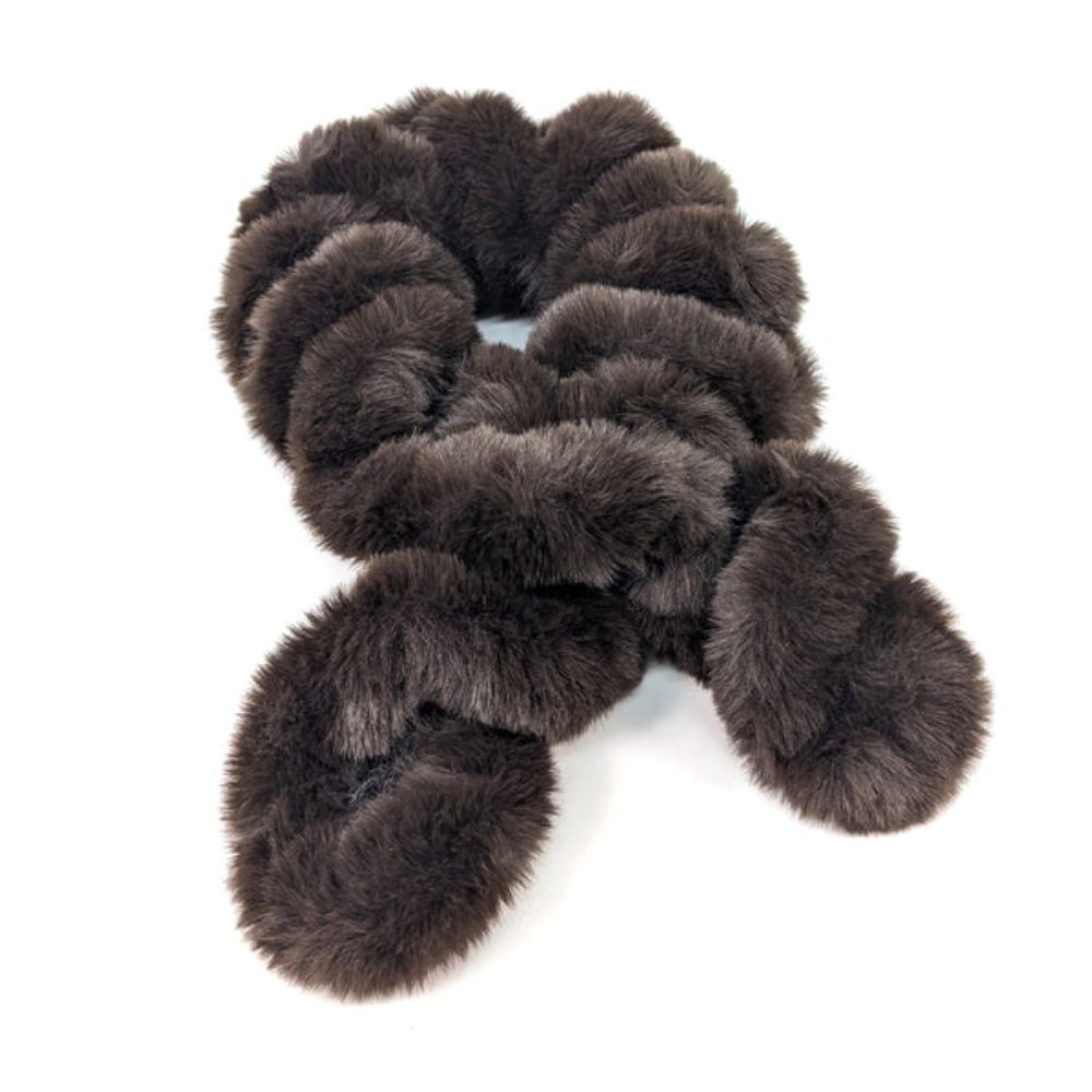 Black Ginger Faux Fur Corkscrew Collar - Dark Brown