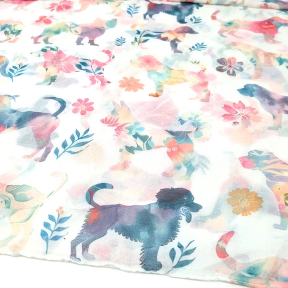 Black Ginger Floral Dogs Scarf (70x180cm) - Exclusive Design