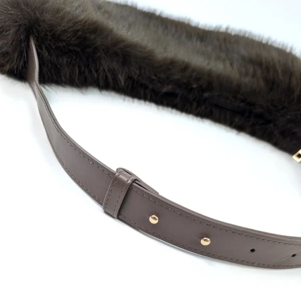 Black Ginger Georgia - Half Moon Bag with Adjustable Strap - Dark Brown