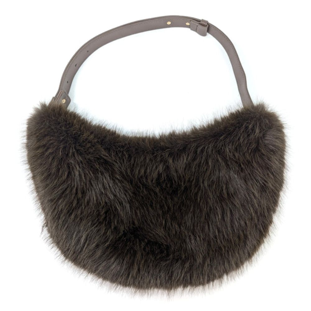 Black Ginger Georgia - Half Moon Bag with Adjustable Strap - Dark Brown