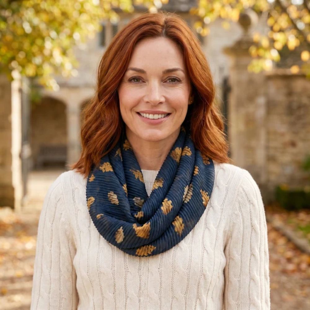 Black Ginger Gold Leaf Magnetic Neck Scarf - Exclusive Design