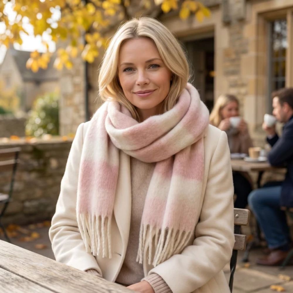 Black Ginger Grace - Super Thick Pale Scarf (40x190cm) - Heavenly Pink
