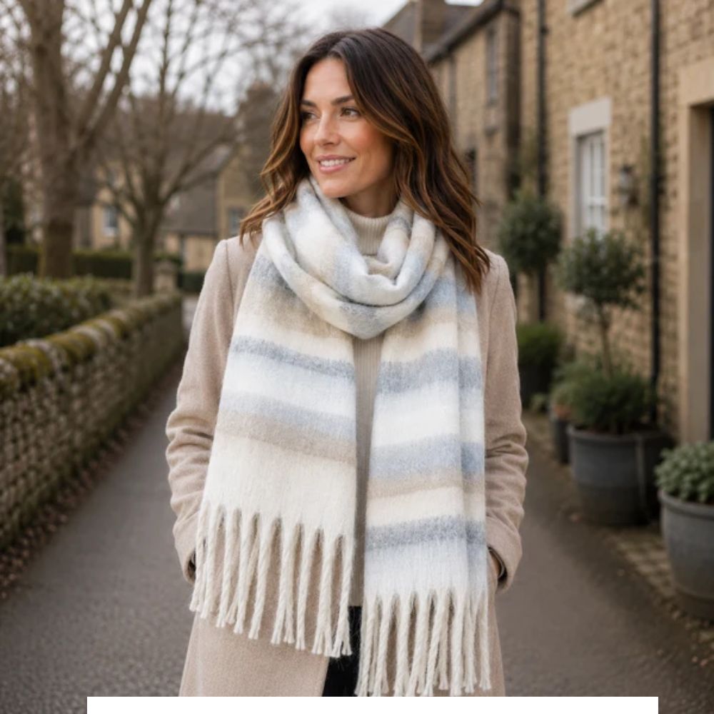Black Ginger Grace - Super Thick Pale Scarf (40x190cm) - Neutrals