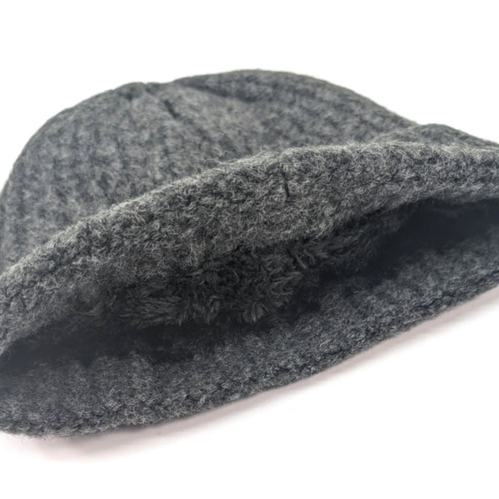Black Ginger Knitted Beanie Hat - Grey