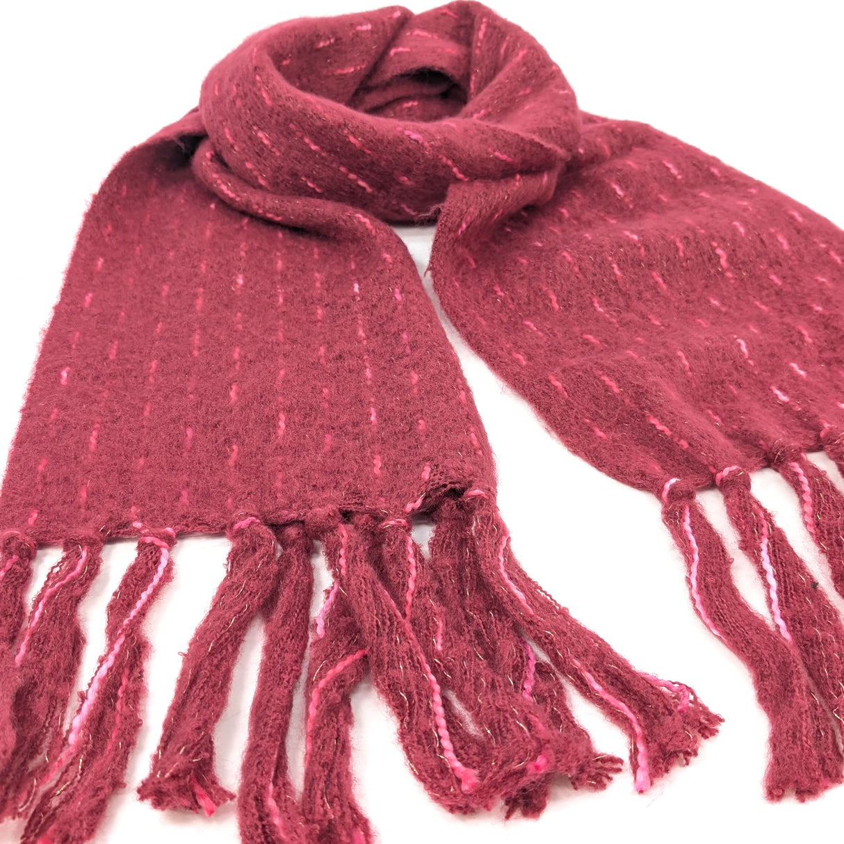 Black Ginger Lipah Ribbons Thick Knitted Scarf - Red