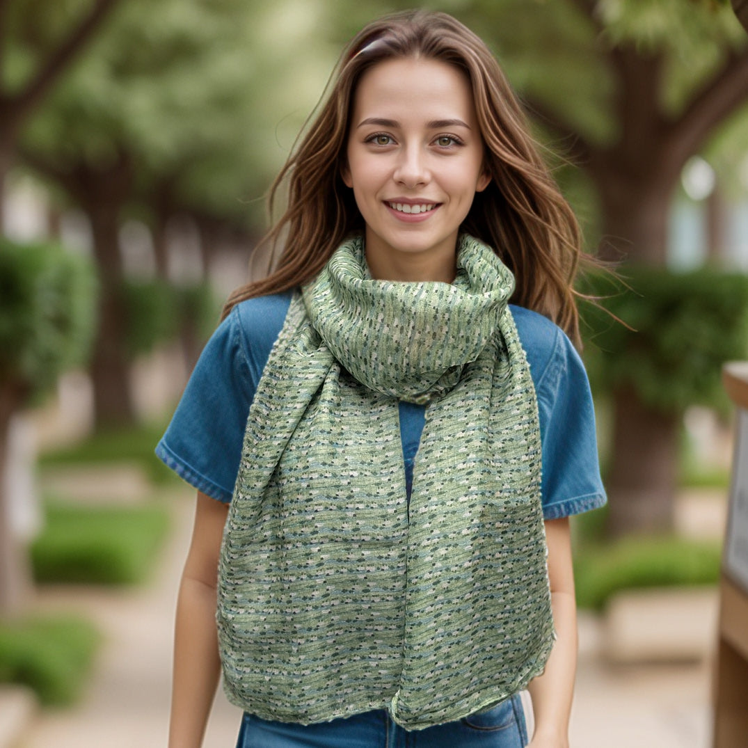 Black Ginger Meadow of Sheep Scarf - Green