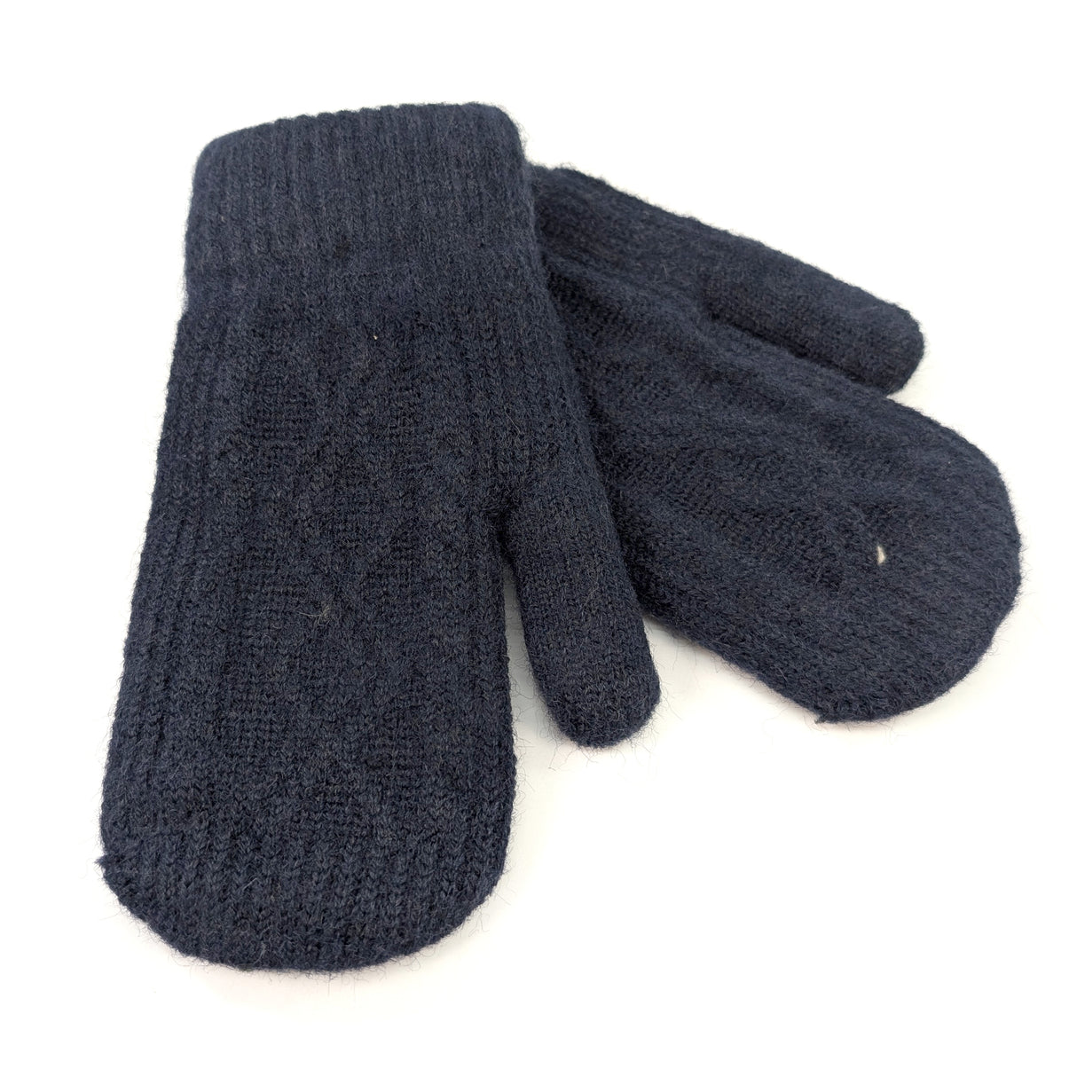 Black Ginger Medium Cable Knit Children's Mittens - Navy