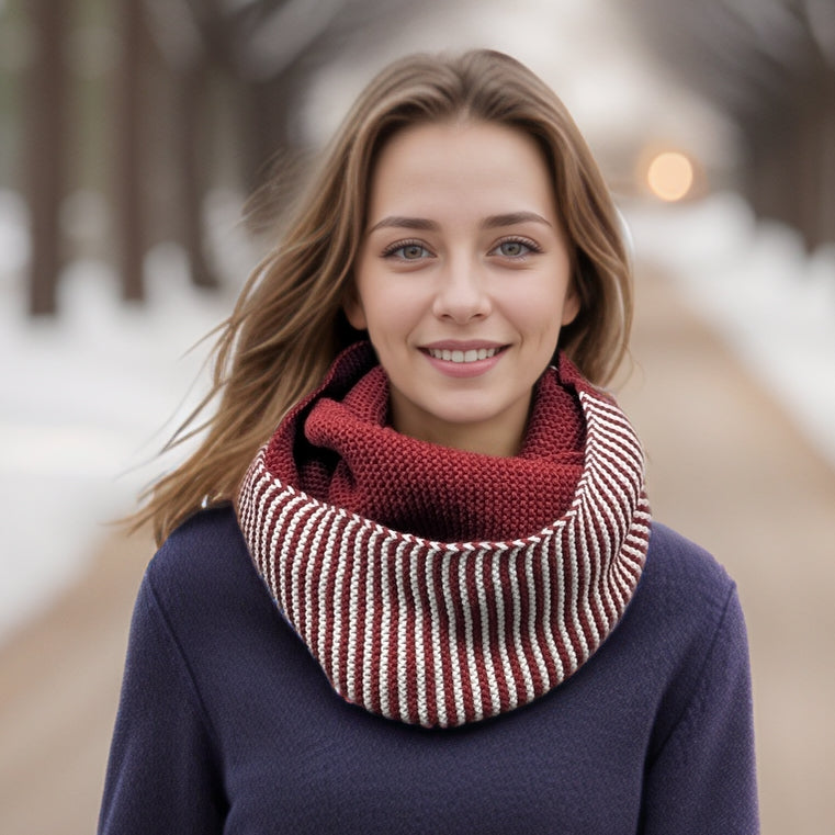 Black Ginger Pandji Half & Half Double Snood - Dark Red