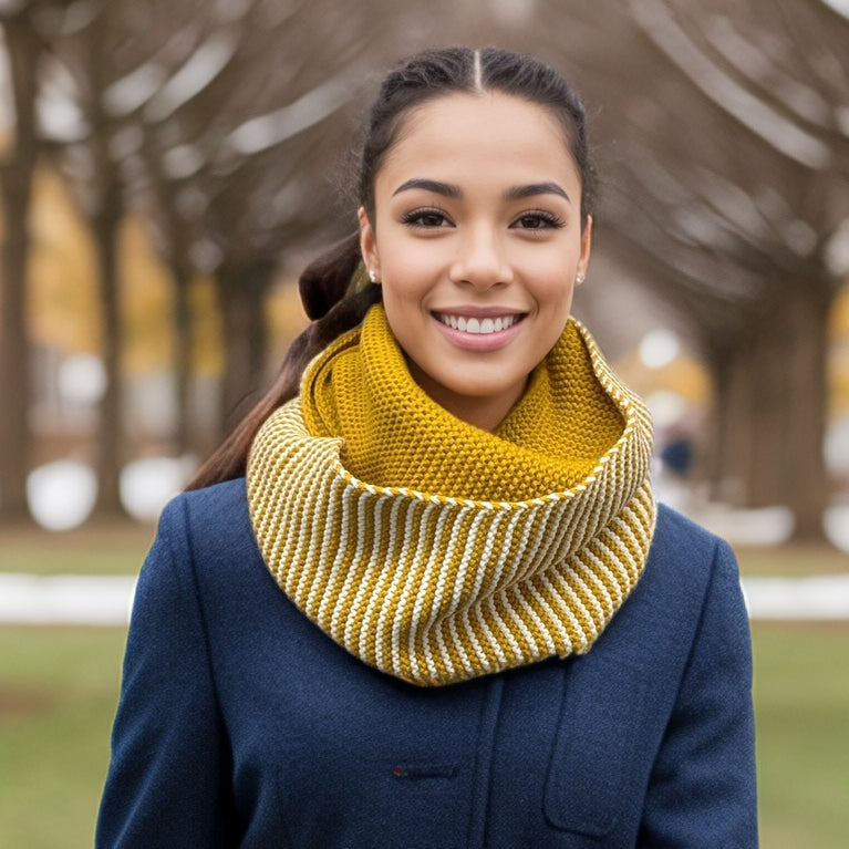 Black Ginger Pandji Half & Half Double Snood - Mustard