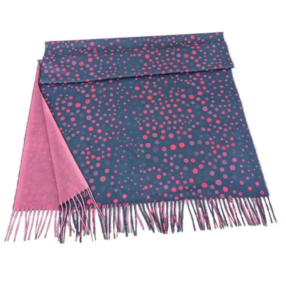 Black Ginger Pink Polka Dot Pashmina Style Scarf (70x180cm) - Exclusive Design