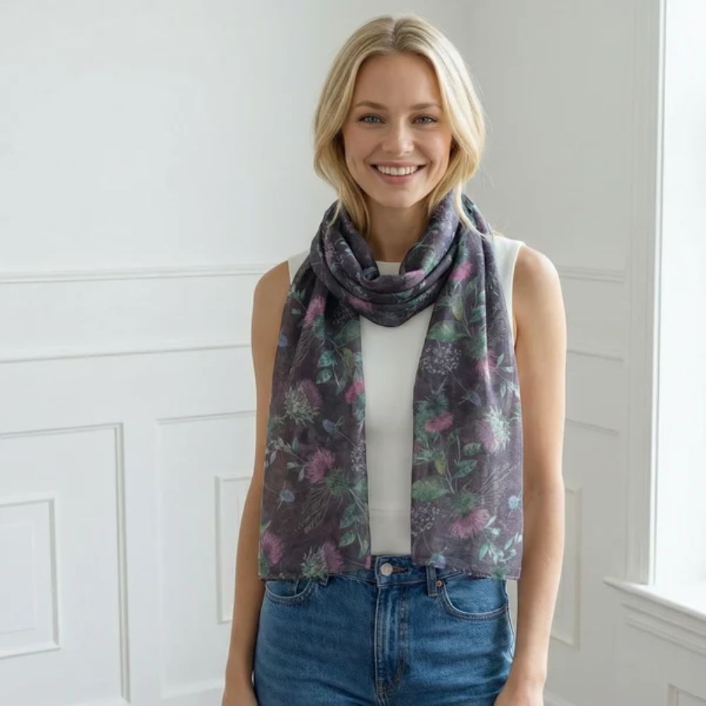 Black Ginger Regal Thistle Scarf (70x180cm) - Exclusive Design
