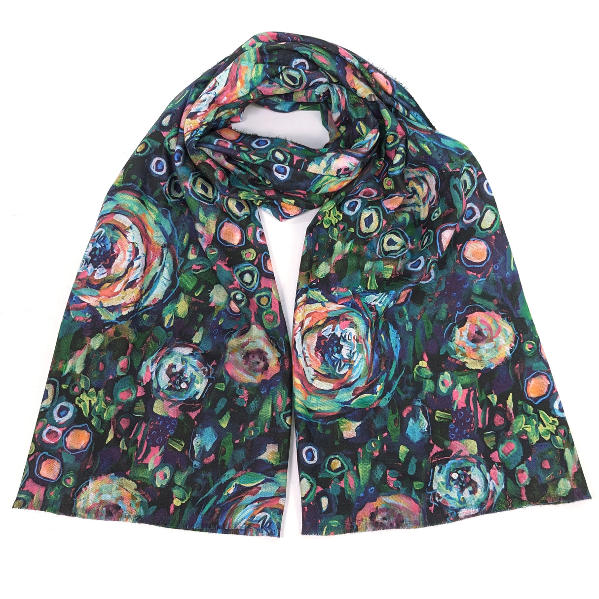 Black Ginger Segara Abstract Floral Scarf - Green