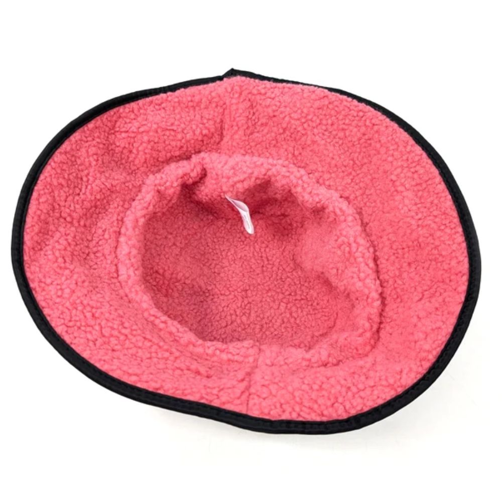 Black Ginger Showerproof Hat with Teddy Bear Lining - Dark Pink