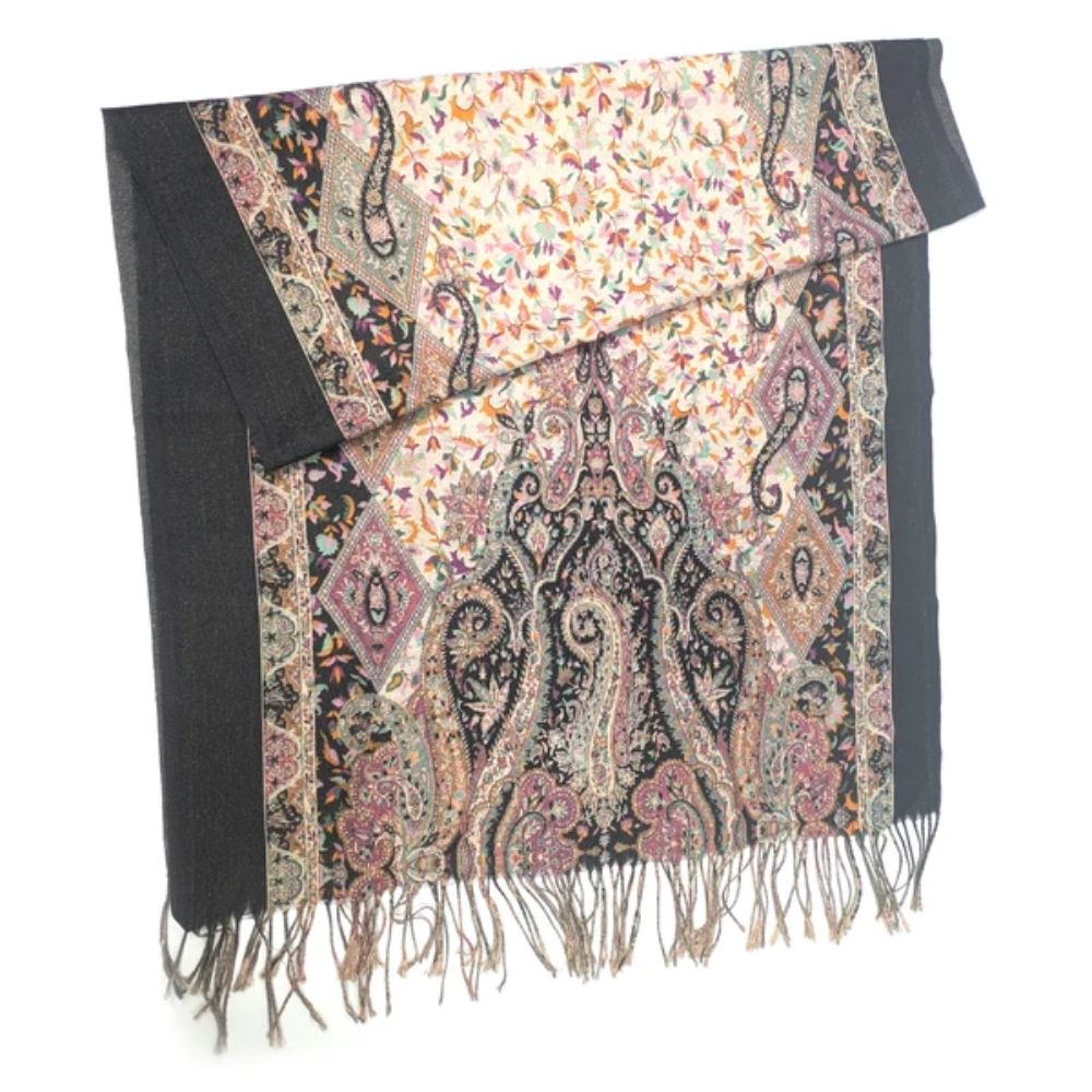 Black Ginger Sutar - Paisley Sparkling Scarf (70x180cm) - Black