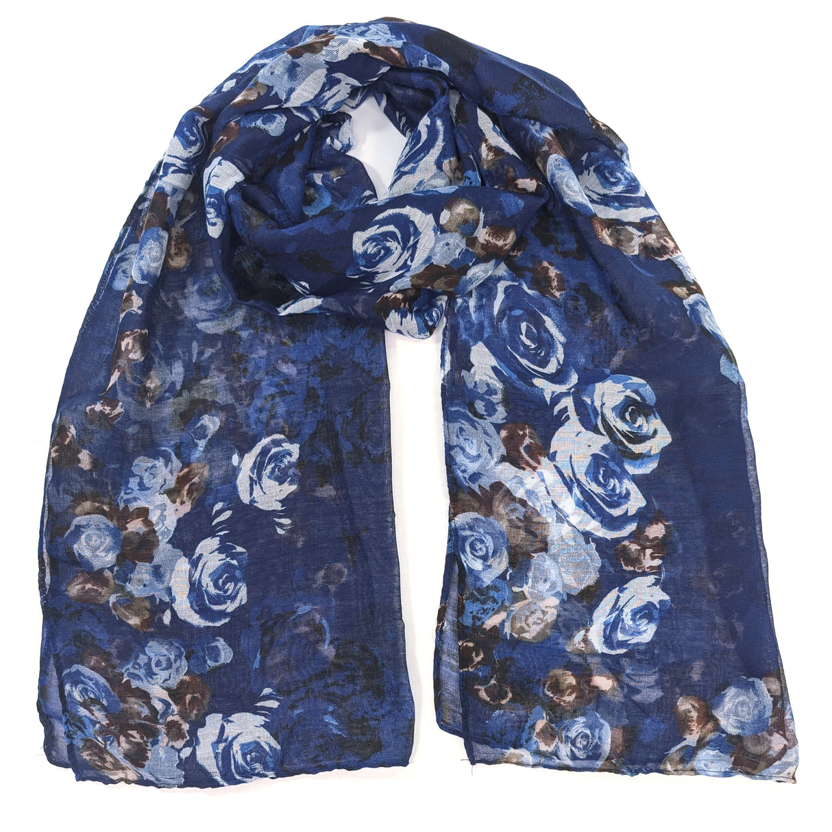 Black Ginger Tirtha Roses Scarf - Dark Blue