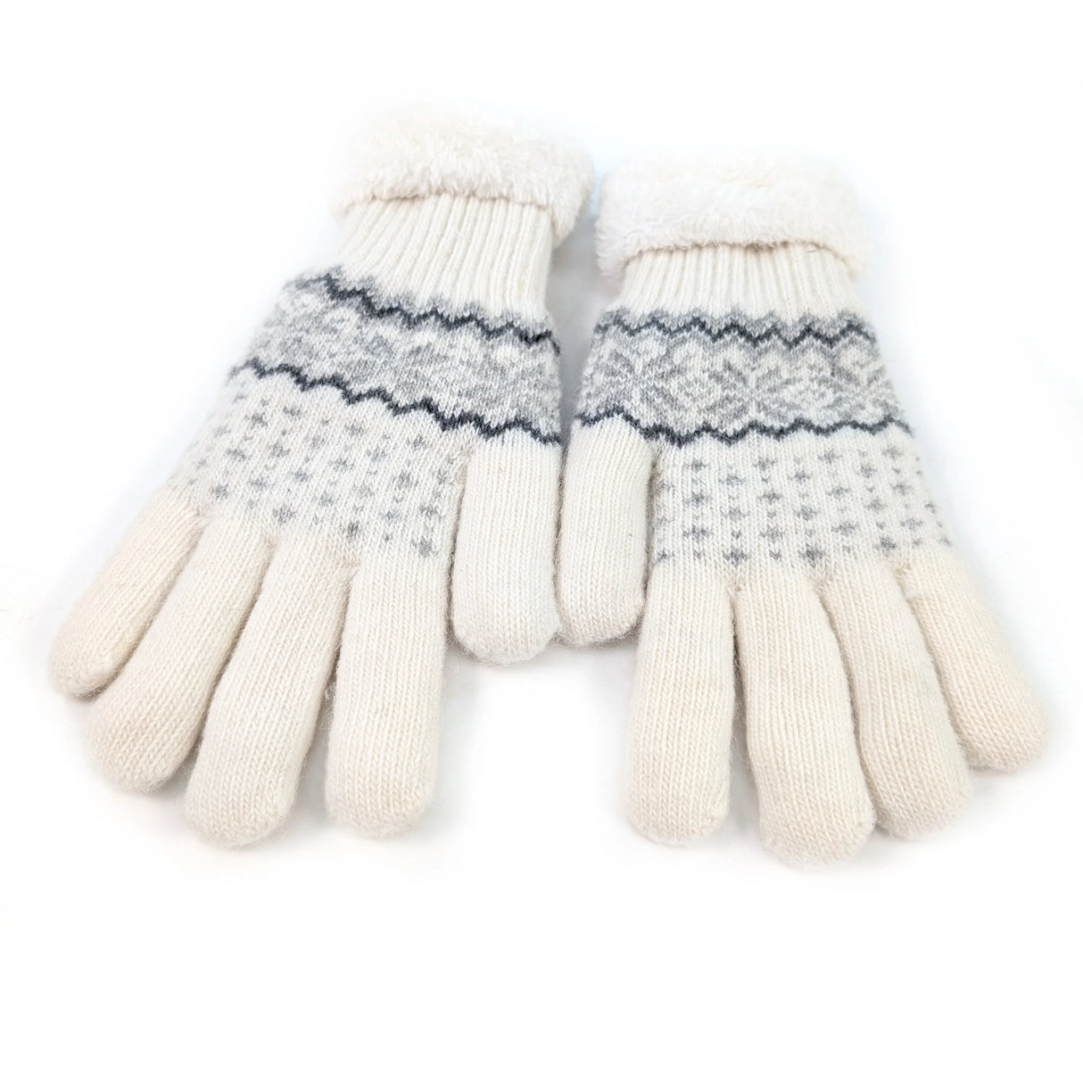 Black Ginger White Flulffy Nordic Gloves