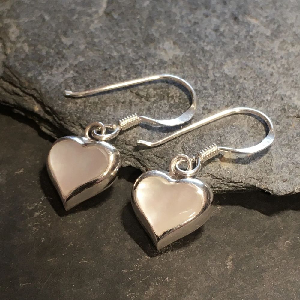 Blue Lily 10mm Heart Mother of Pearl Earring