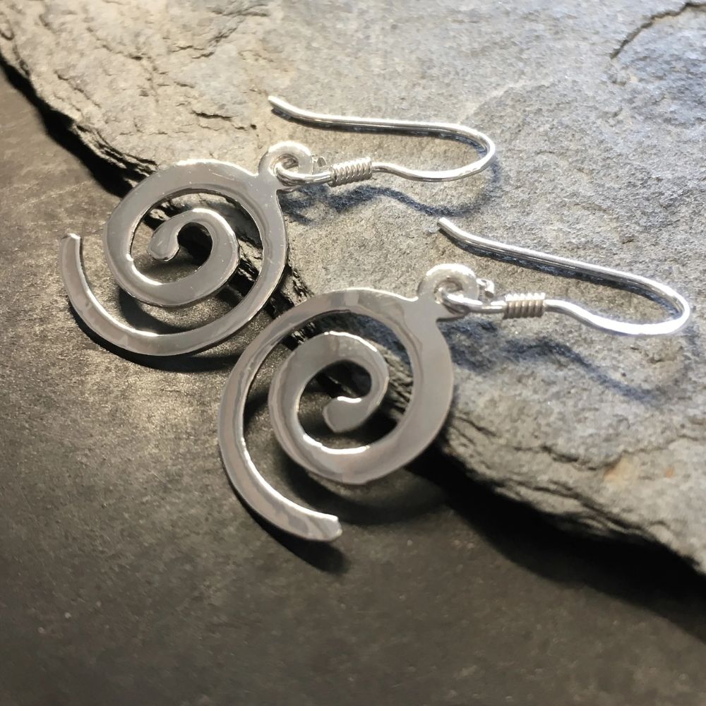 Blue Lily 19mm Silver Swirl Drop Earring