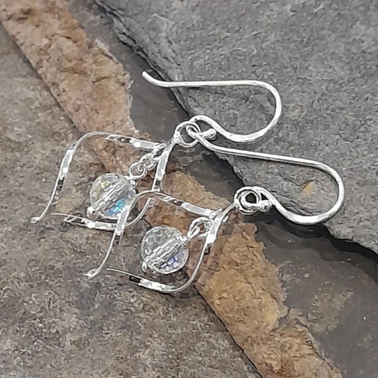 Blue Lily Silver Twist With Crystal Bauble Drop Earring - SE512B - Old Railway Line Garden Centre