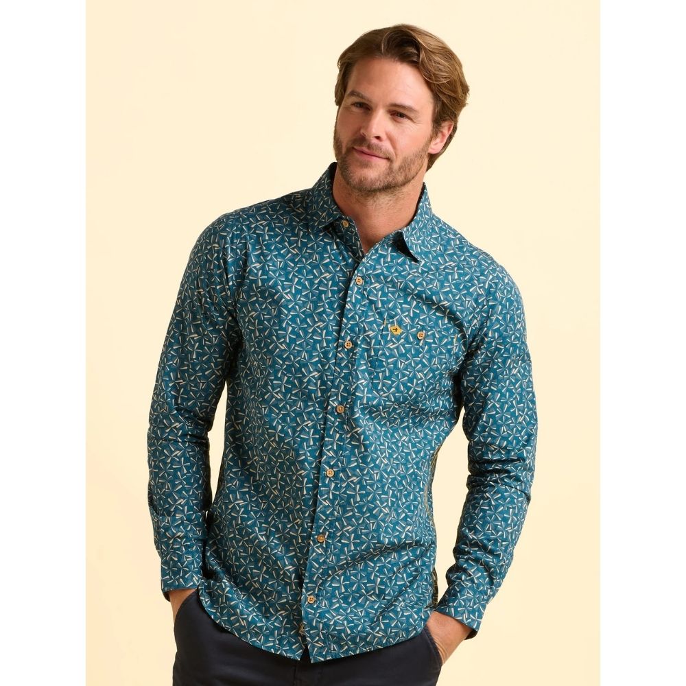 Brakeburn Benbecula Printed Men's Shirt - Teal