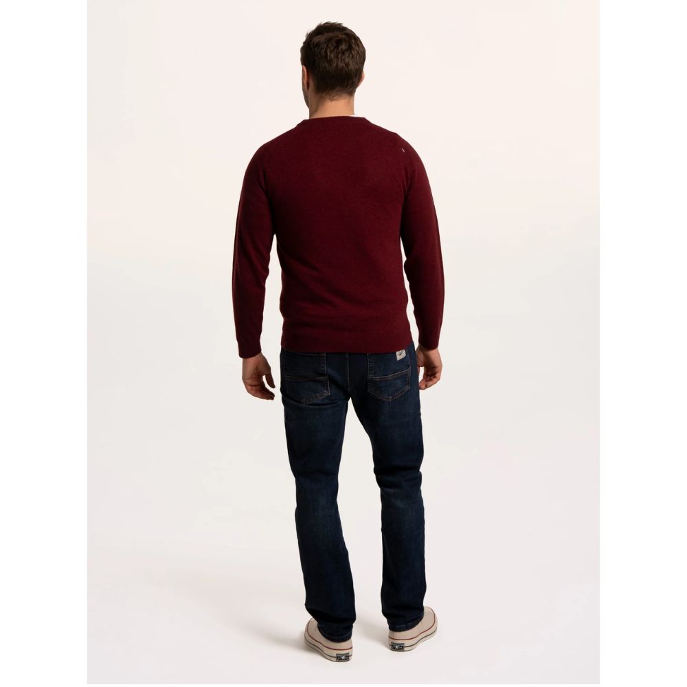 Brakeburn Brentwood Crew Neck Knitted Jumper - Burgundy