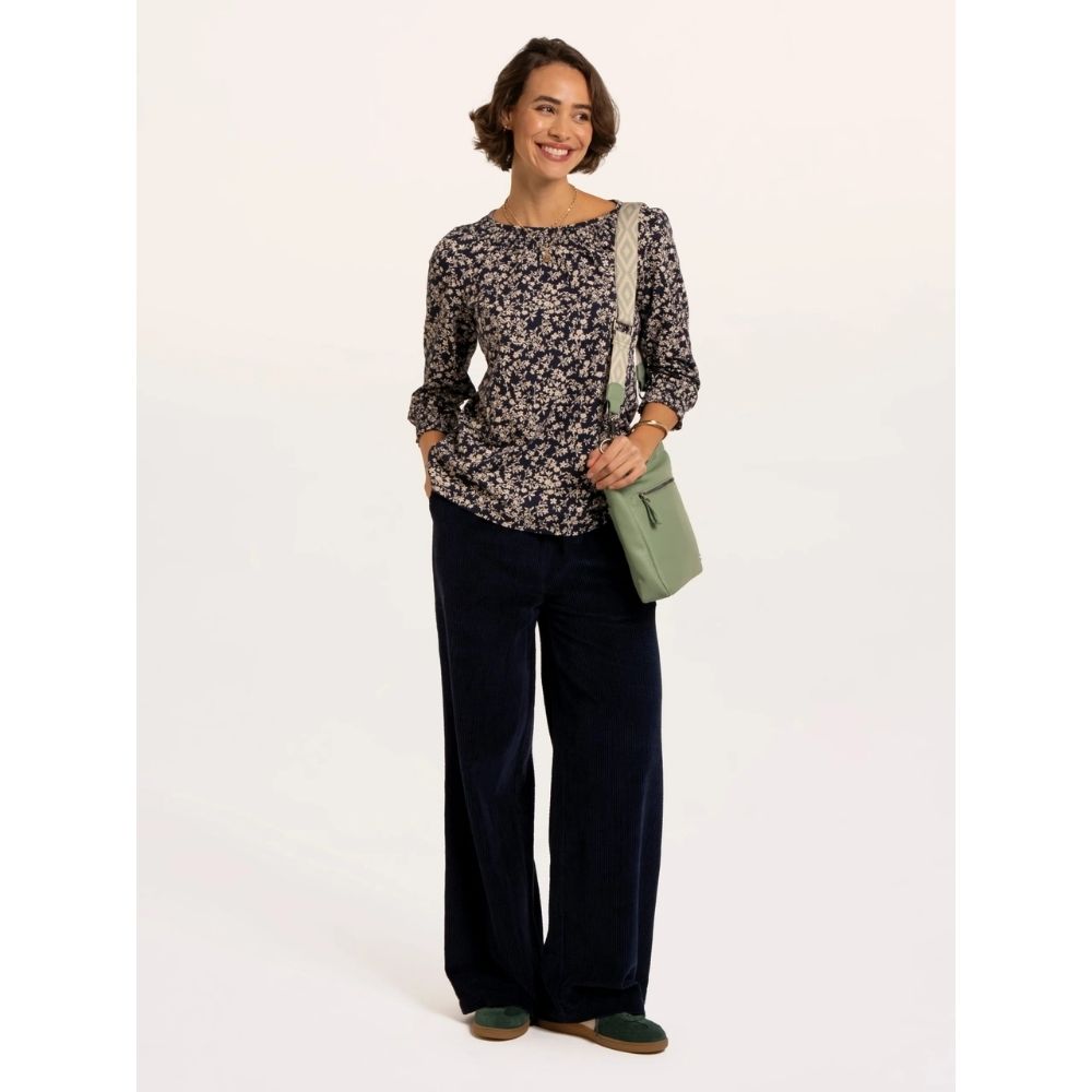 Brakeburn Brielle Printed 3/4 Sleeve T-Shirt - Navy