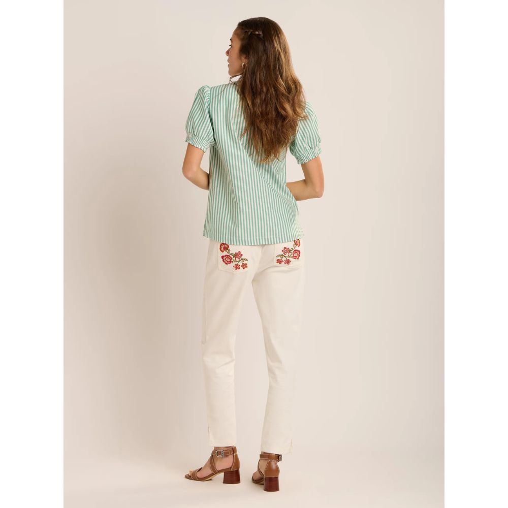 Brakeburn Bruni Stripe Blouse - Green