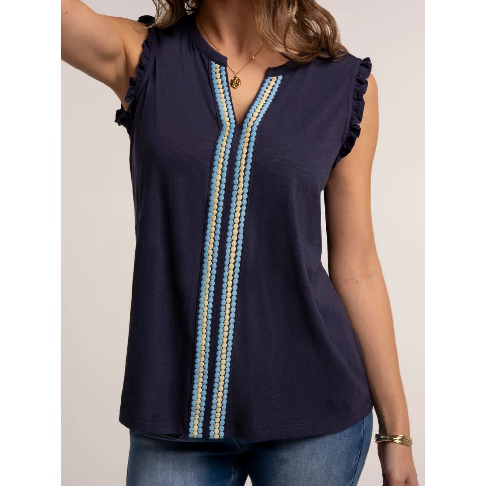 Brakeburn Jenny Sleeveless Jersey Blouse - Navy