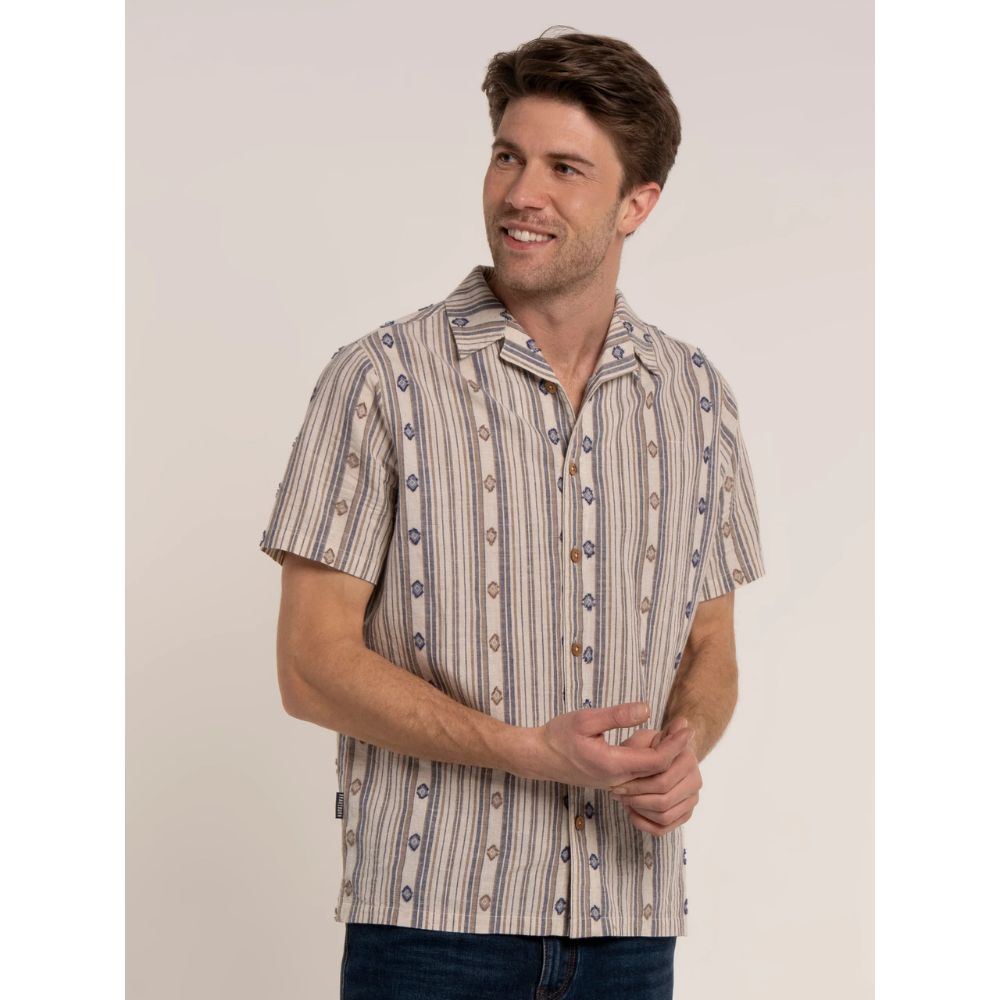 Brakeburn Mayland Linen Blend Resort Shirt - Multi-Coloured