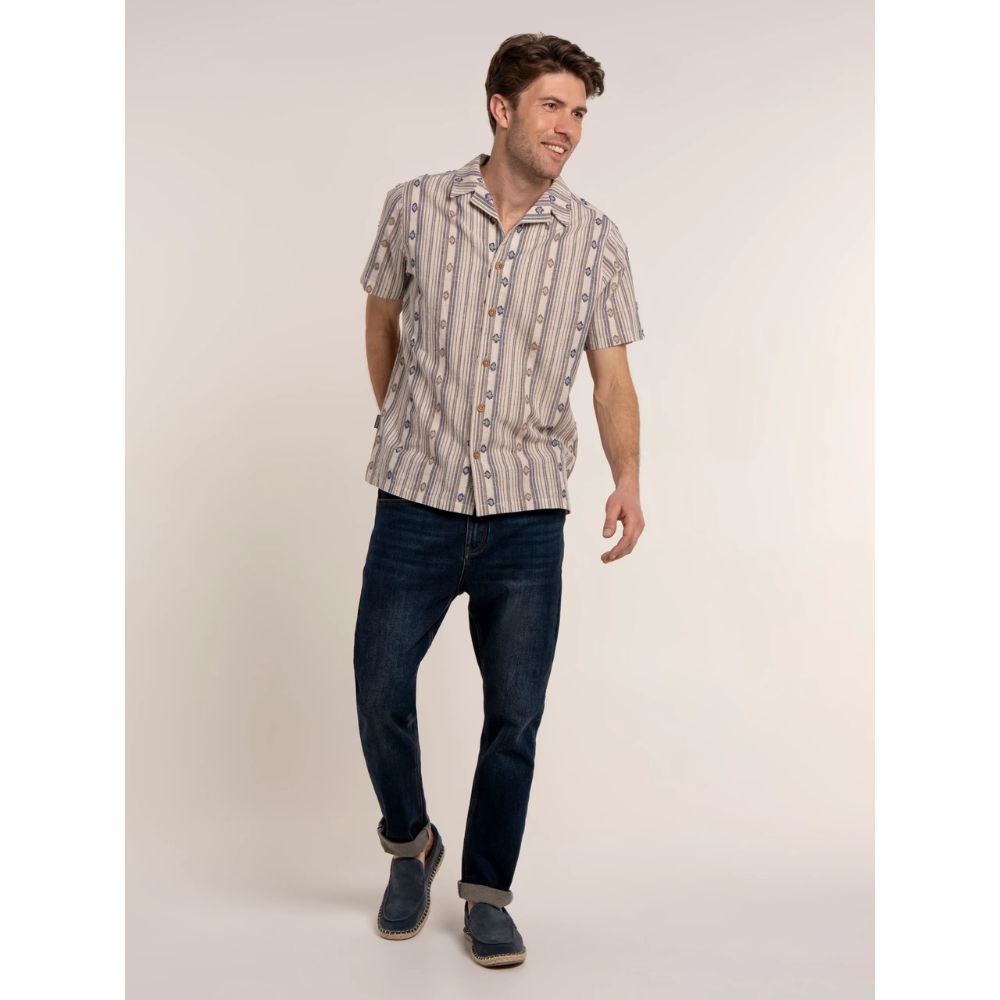 Brakeburn Mayland Linen Blend Resort Shirt - Multi-Coloured