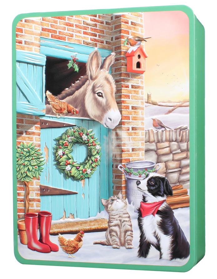 Bramble 300g Embossed Christmas Donkey Biscuit Tin