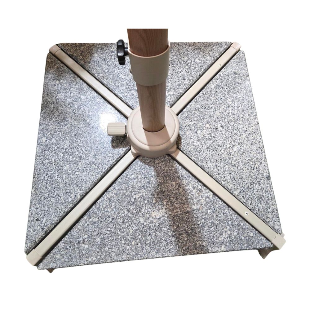 Bramblecrest 2.7m Lichfield Wood Effect Square Parasol with Base - Sandstone