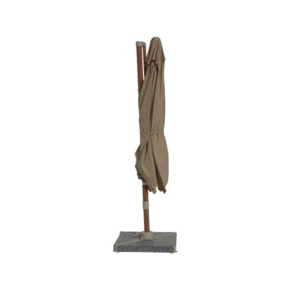Bramblecrest 2.7m Lichfield Wood Effect Square Parasol with Base - Sandstone