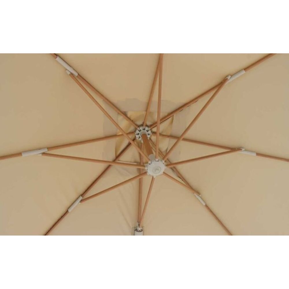 Bramblecrest 2.7m Lichfield Wood Effect Square Parasol with Base - Sandstone - Old Railway Line Garden Centre
