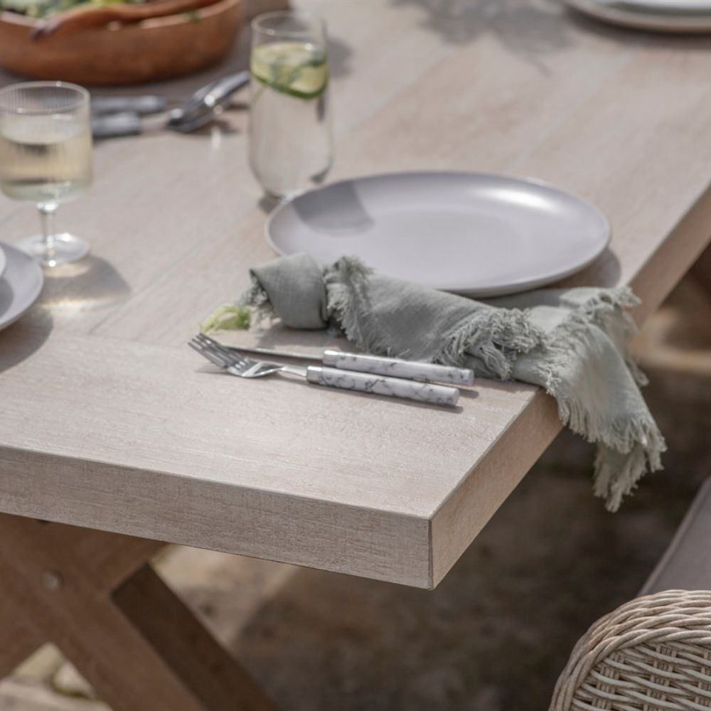 Bramblecrest Chedworth 8-Seater Ceramic Table Dining Set - Sandstone