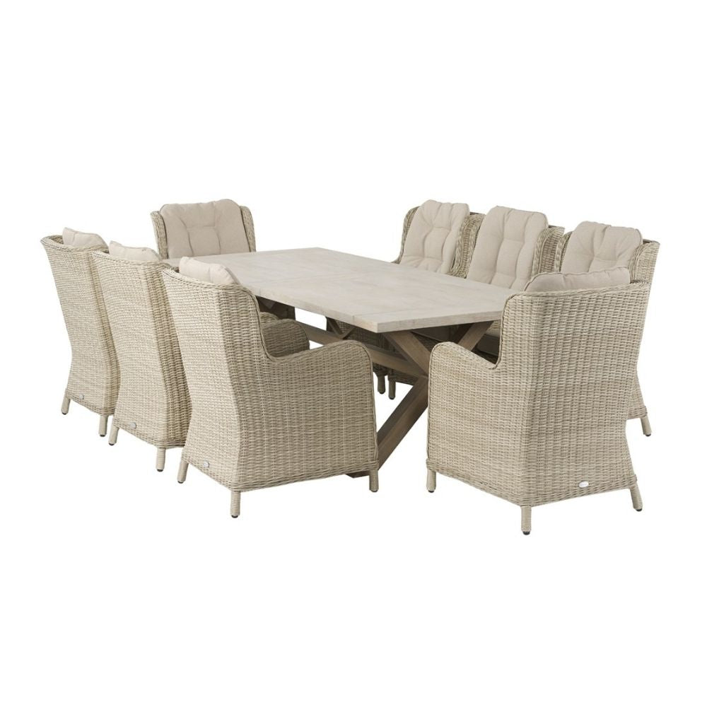 Bramblecrest Chedworth 8-Seater Ceramic Table Dining Set - Sandstone